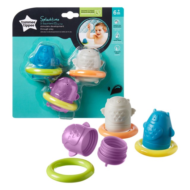 Tommee Tippee Splashtime Παιχνίδια Μπάνιου Που Επιπλέουν 6m+ 3τμχ