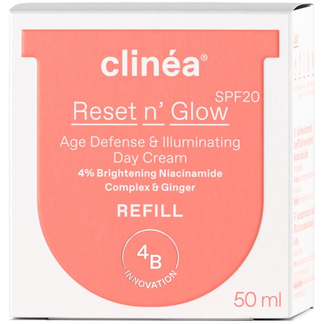 Clinea Reset n Glow Age Defense & Illuminating Day Cream Refill Κρέμα Ημέρας Αντιγήρανσης & Λάμψης Spf20 Ανταλλακτικό 50ml