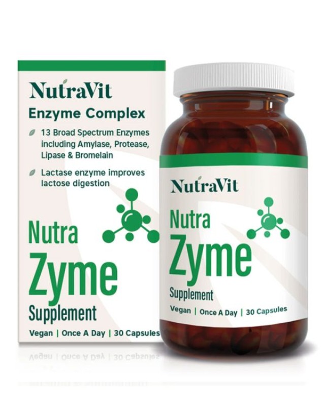 NUTRAVIT Nutra Zyme ΥΠΟΣΤΗΡΙΞΗ ΤΟΥ ΠΕΠΤΙΚΟΥ ΣΥΣΤΗΜΑΤΟΣ 30 κάψουλες