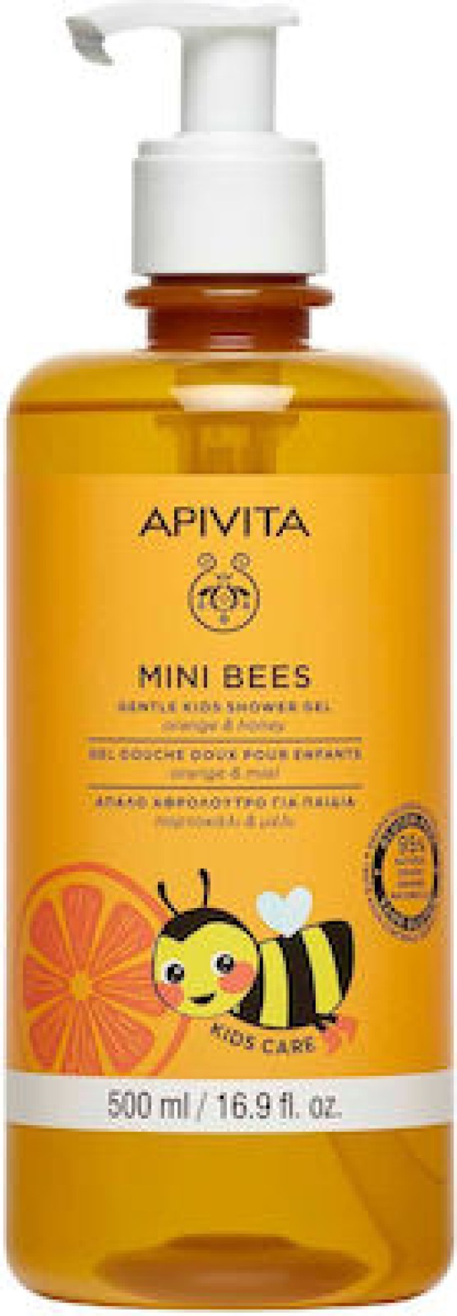 Apivita Υποαλλεργικό Παιδικό Αφρόλουτρο Mini Bees με Μέλι / Πορτοκάλι σε Μορφή Gel 500ml