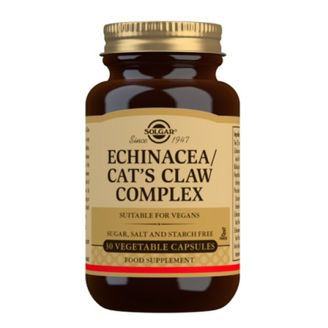 Solgar Echinacea/Cats Claw Complex Συμπλήρωμα Διατροφής Για Τόνωση & Ενίσχυση Του Ανοσοποιητικού 30veg.caps