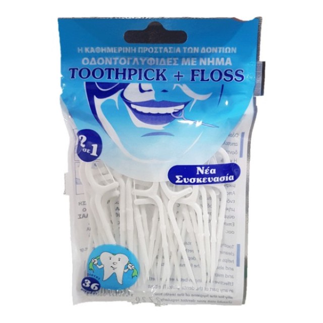 Toothpick + floss (οδοντογλυφίδες με νήμα) 36 τεμάχια