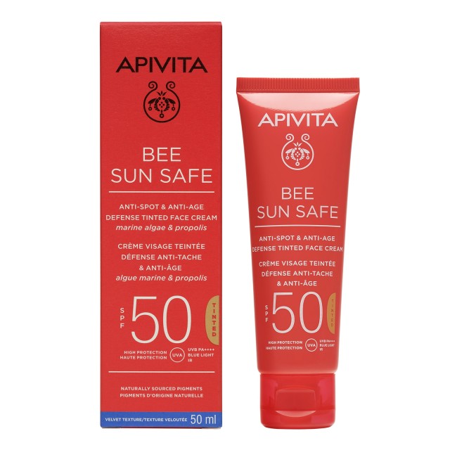 Apivita Bee Sun Safe SPF50 Αντηλιακή Κρέμα Προσώπου Κατά Των Πανάδων & Των Ρυτίδων Με Χρώμα 50ml