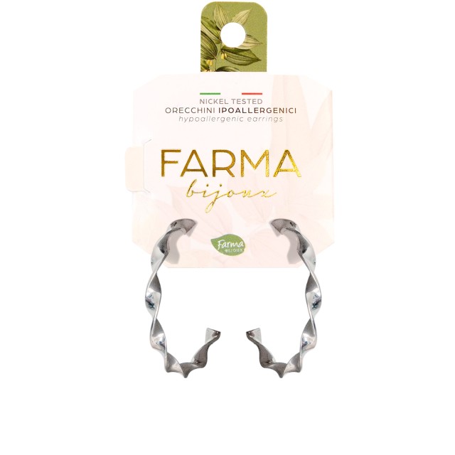 Farma Bijoux Υποαλλεργικά Σκουλαρίκια Κρίκοι Ασημί Σπιράλ 20MM