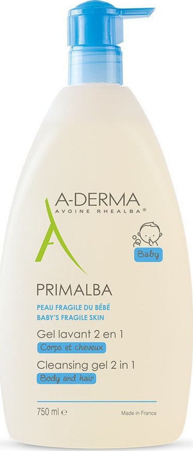 A-Derma Primalba Baby Cleansing Gel 2 in 1 Βρεφικό Καθαριστικό Τζελ Για Πρόσωπο, Σώμα & Μαλλιά 750ml