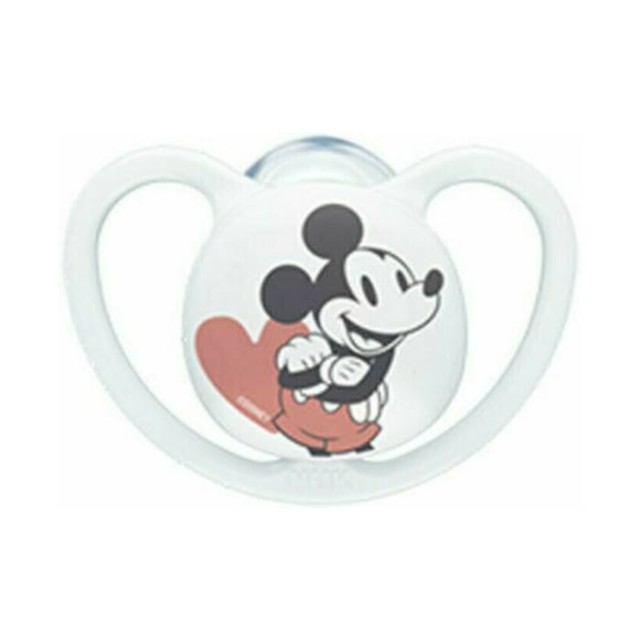 Nuk Ορθοδοντική Πιπίλα Σιλικόνης για 0-6 μηνών Space Mickey & Minnie με Θήκη Λευκό