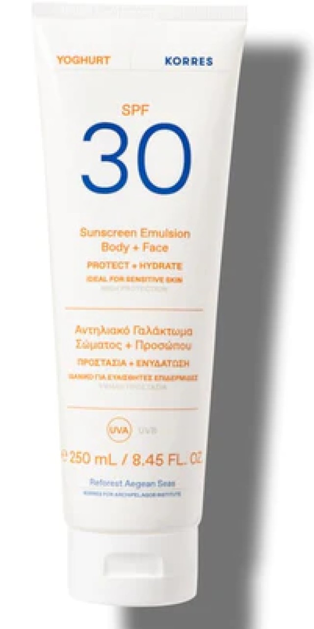 Korres Yoghurt Sunscreen Body & Face Αντηλιακό Γαλάκτωμα Σώματος & Προσώπου SPF30 250ml