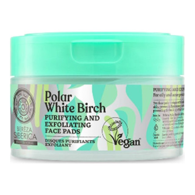 Natura Siberica Polar White Birch Purifying & Exfoliating Face Pads Επιθέματα Προσώπου Για καθαρισμό Και Απολέπιση Για Λιπαρή Και Ακνεϊκή Επιδερμίδα 20τμχ