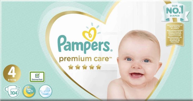 Pampers Premium Care Πάνες Μέγεθος 4 (9-14 kg) - 104 Πάνες