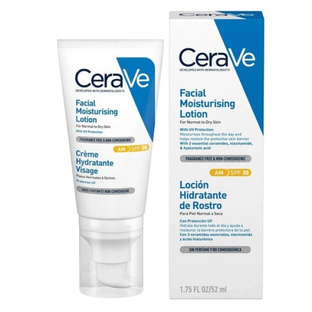 CeraVe Facial Moisturising Lotion Ενυδατική Κρέμα Προσώπου Για Κανονικό Έως Ξηρό Δέρμα SPF30 52ml