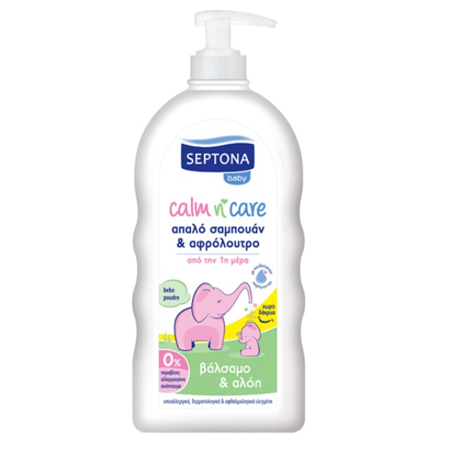 Septona Calm n Care Απαλό Βρεφικό Σαμπουάν & Αφρόλουτρο Με Βάλσαμο & Αλόη 500ml