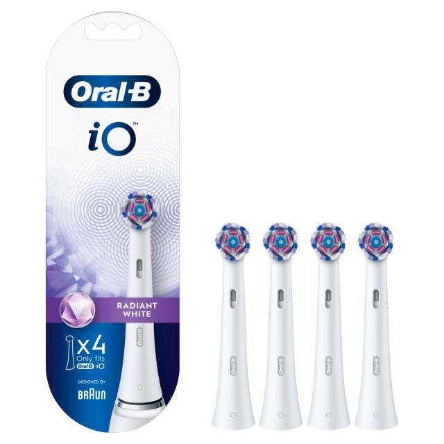 Oral-B iO Radiant White Ανταλλακτικές Κεφαλές Για Ηλεκτρική Οδοντόβουρτσα Λευκό 4τμχ