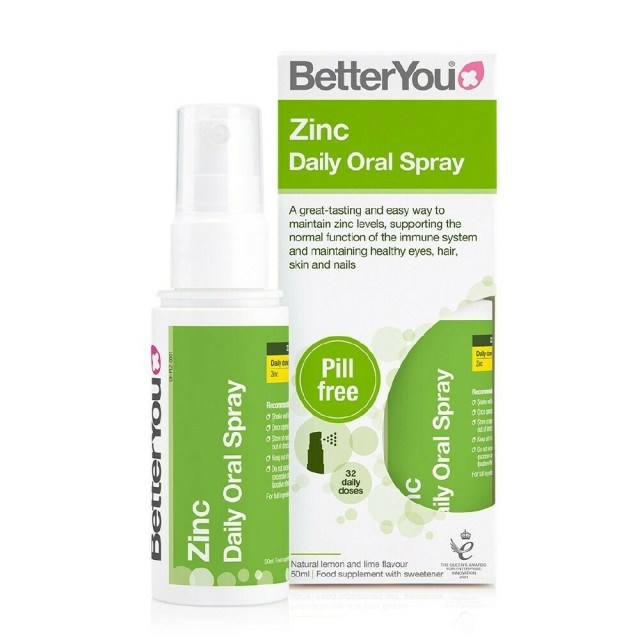 BetterYou Zinc Daily Oral Spray Υπογλώσσιο Σπρέι Με Ψευδάργυρο Και Γεύση Λεμόνι & Μοσχολέμονο 50ml