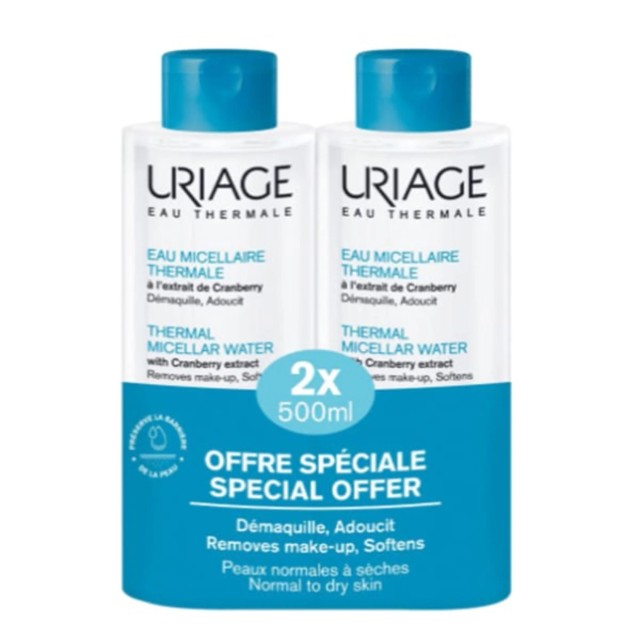 Uriage Promo Eau Thermale Micellar Water Καθαριστικό Ιαματικό Νερό για Πρόσωπο & Μάτια, 2x500ml