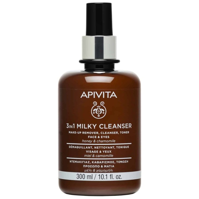 Apivita 3 in 1 Milky Cleanser for Face & Eyes, Γαλάκτωμα Καθαρισμού 3 σε 1 για Πρόσωπο & Μάτια