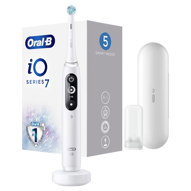 Oral-B iO Series 7 Magnetic White Alabaster Ηλεκτρική Οδοντόβουρτσα Με Χρονομετρητή, Αισθητήρα Πίεσης & Θήκη Ταξιδίου 1τμχ