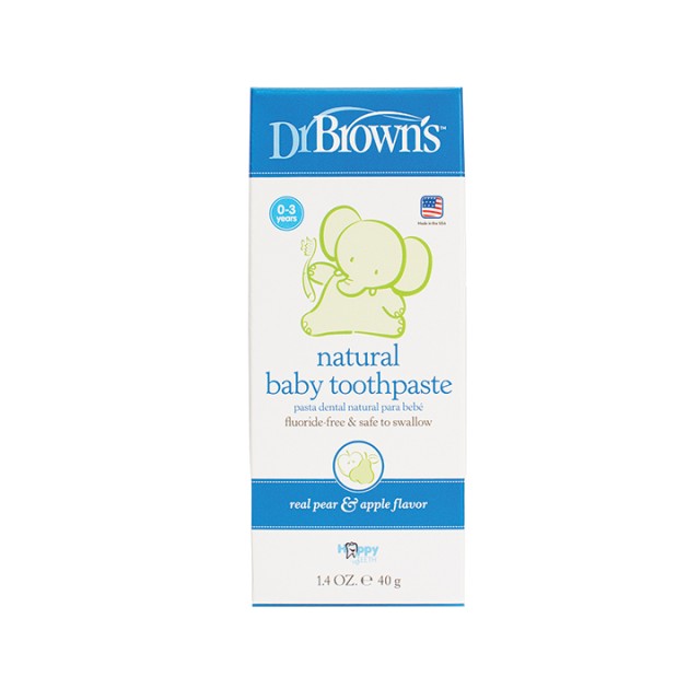 Dr. Browns HG 025 Βρεφική Οδοντόκρεμα χωρίς Φθόριο με Γεύση Αχλάδι & Μήλο 0-3 ετών 40gr