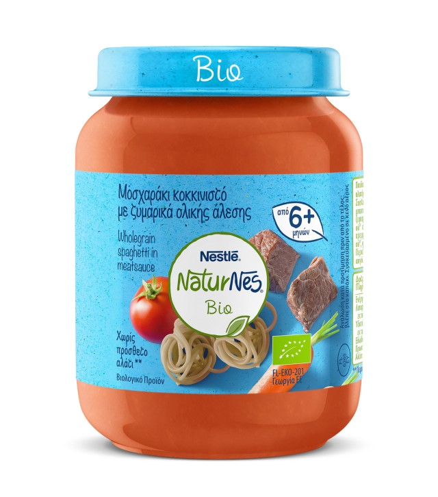 Nestle Naturnes Bio Μοσχαράκι Κοκκινιστό με Ζυμαρικά Ολικής Από Τον 6ο Μήνα 190gr