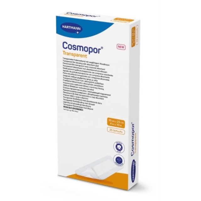 Hartmann Cosmopor Transparent, Διαφανές Επίθεμα Μεμβράνης με Γάζα 10x25cm, 25τμχ