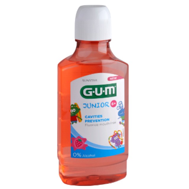 GUM CAVITES PREVENTION JUNIOR RINSE 6+ ΣΤΟΜΑΤΙΚΟ ΔΙΑΛΥΜΜΑ ΦΡΑΟΥΛΑ 300ml