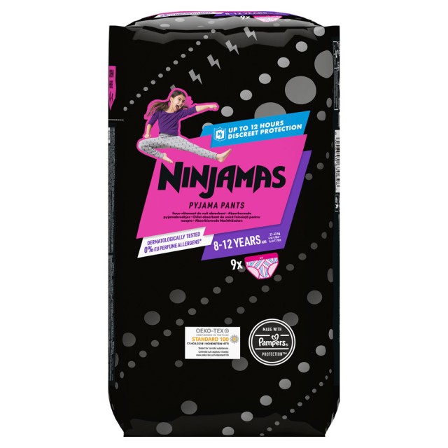 Pampers Nijamas Pants Γιά Κορίτισια 8-12 Ετών 9τμχ