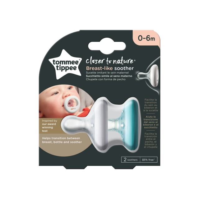 Tommee Tippee Closer To Nature Πιπίλα Σιλικόνης Breast Like 0-6m 2τμχ