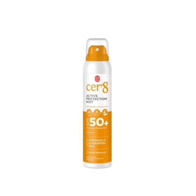 Cer8 Active Protection Mist Αντηλιακό Υψηλής Προστασίας με Citronella & Andiroba SPF50+, 125ml