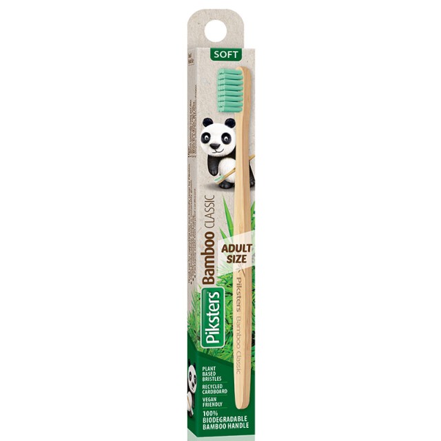 Piksters Adult Soft Bamboo Classic Οδοντόβουρτσα Πράσινη 1τμχ