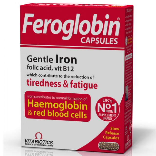 Vitabiotics Feroglobin Slow Release Συμπλήρωμα Σιδήρου Βραδείας Αποδέσμευσης, 30 κάψουλες
