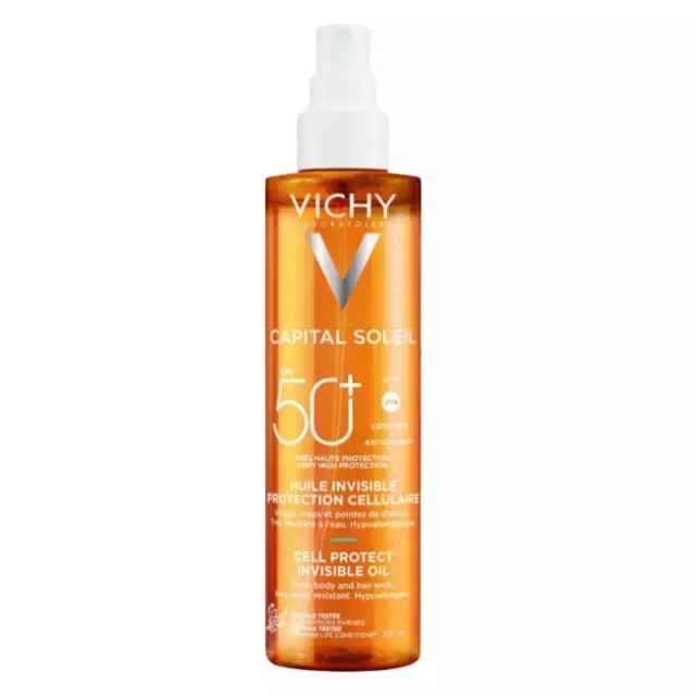 Vichy Capital Soleil Cell Protect Invisible, Λάδι Υψηλής Προστασίας SPF50+ 200ml.