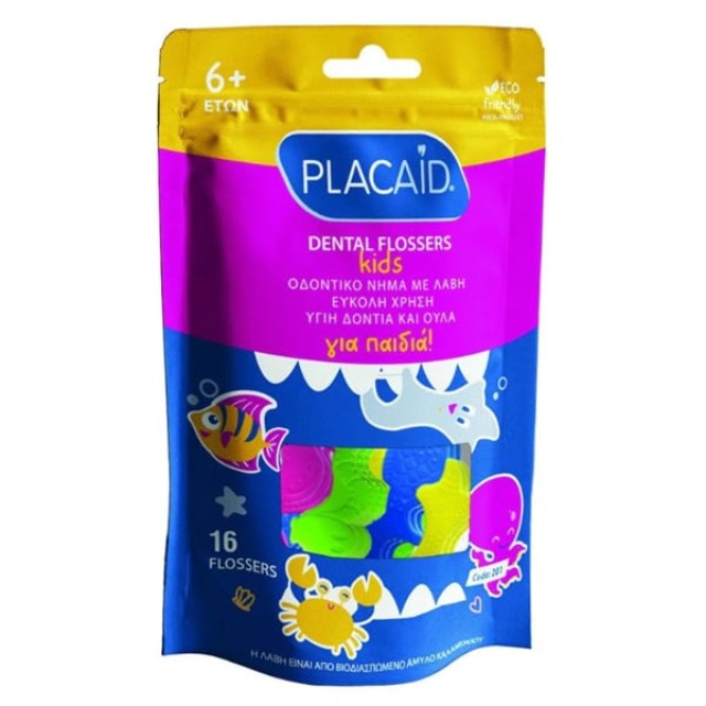 TEPE PlacAid Dental Flosser Kids Οδοντικό Νήμα με Λαβή για Παιδιά 6Y+, 16τεμ