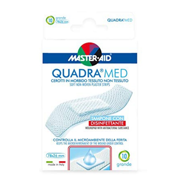 Masteraid Quadra Τσιρότα Άσπρα Φαρδιά, 10 τεμάχια