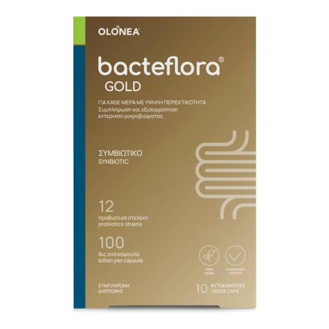 Olonea BacteFlora Gold Συμβιωτικό για την Υγεία & Ομαλή Λειτουργία του Εντέρου με Ultra Υψηλή Περιεκτικότητα, 10vcaps