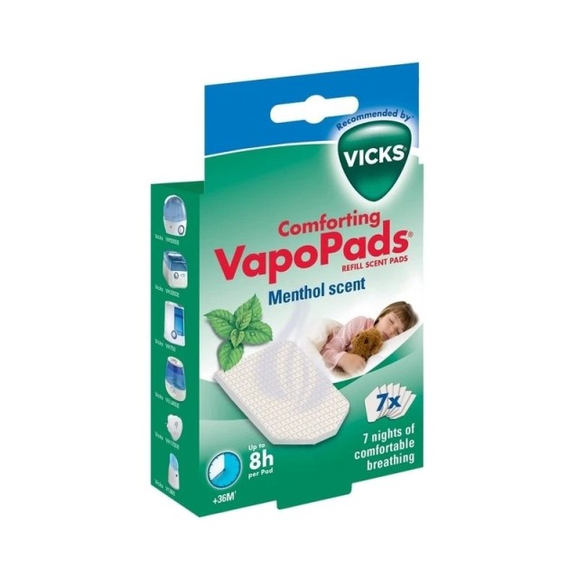 Vicks Comforting Vapo Pads Ανταλλακτικές Ταμπλέτες (VH7) με άρωμα Μέντας, 7 ταμπλέτες