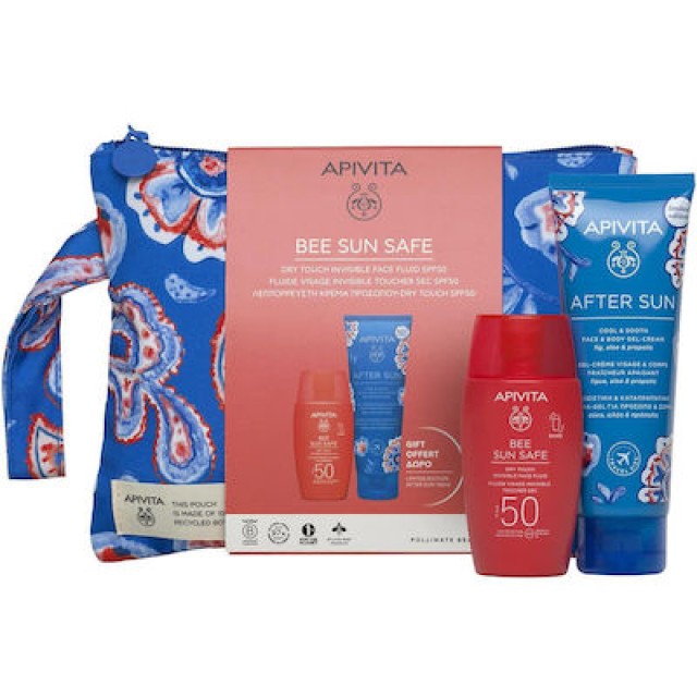 Apivita PROMO PACK Bee Sun Safe Dry Touch SPF50+ Λεπτόρρευστη Αντηλιακή Κρέμα Προσώπου 50ml & After Sun Limited Edition Travel Size 100ml