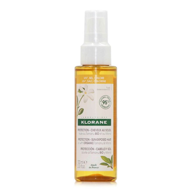 Klorane Polysianes Protection Sun Exposed-Hair Oil Αντιηλιακό Έλαιο Μαλλιών Με Βιολογικό Tamanu & Monoi 100ml