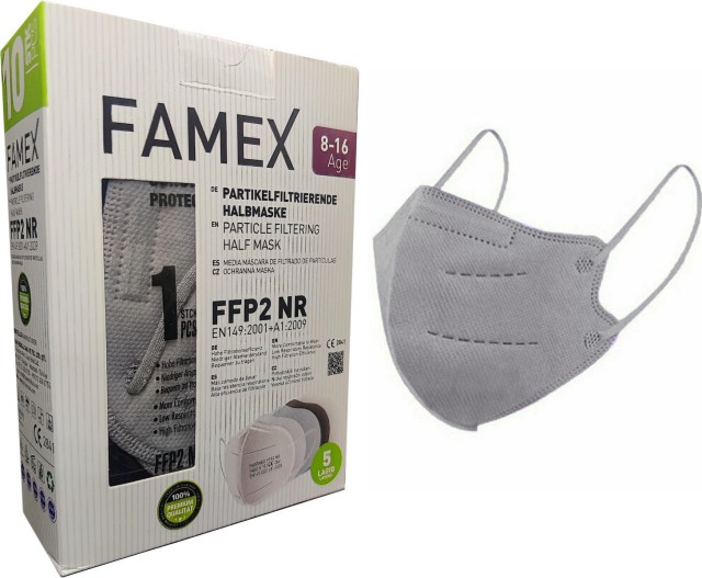 Famex Μάσκα Προστασίας FFP2 Γκρι 10τμχ