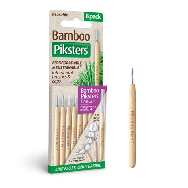 Piksters Bamboo Μεσοδόντια Βουρτσάκια Size 1 Fine 8τμχ