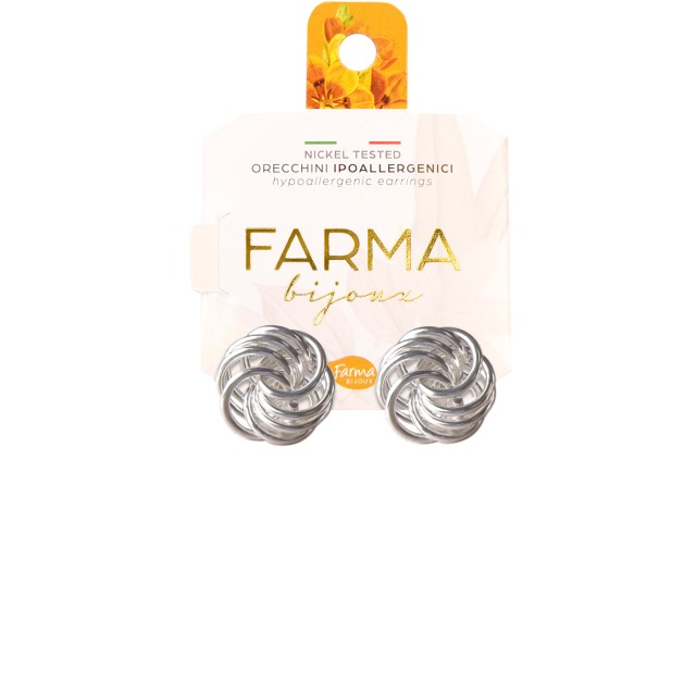 Farma Bijoux Υποαλλεργικά Σκουλαρίκια Φωλιά Ασημί 15mm (BEG012)
