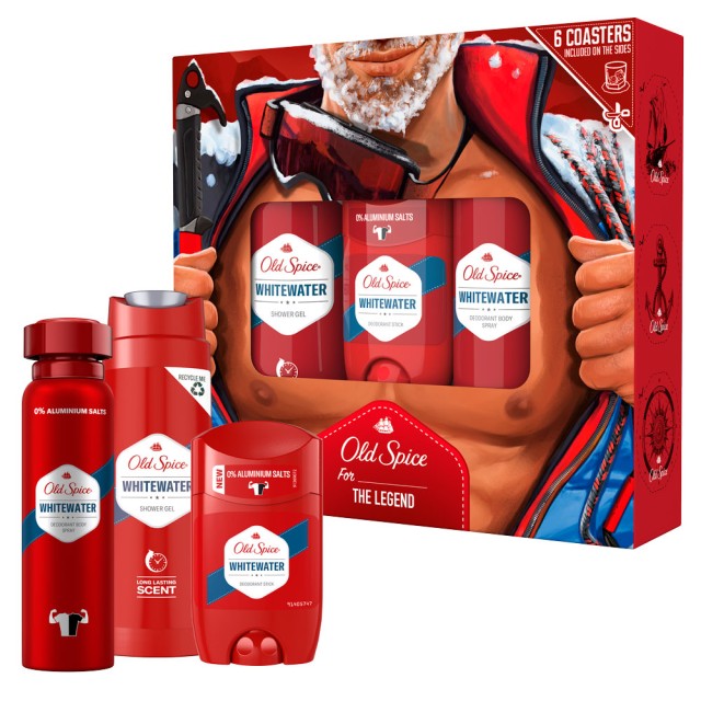 Old Spice Set Gift The Legend Whitewater Deodorant Body Spray 150ml + Whitewater Showergel 250ml + Whitewater Deodorant 50ml