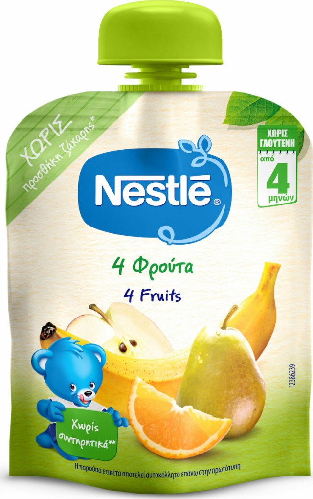 Nestle Φρουτοπουρές NaturNes 4 Φρούτα 6m+ 90gr