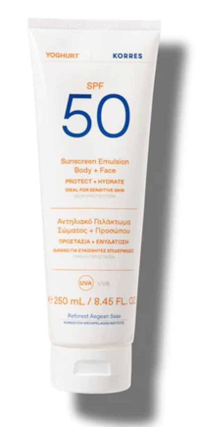 Korres Yoghurt Sunscreen Body & Face Αντηλιακό Γαλάκτωμα Σώματος & Προσώπου SPF50 250ml