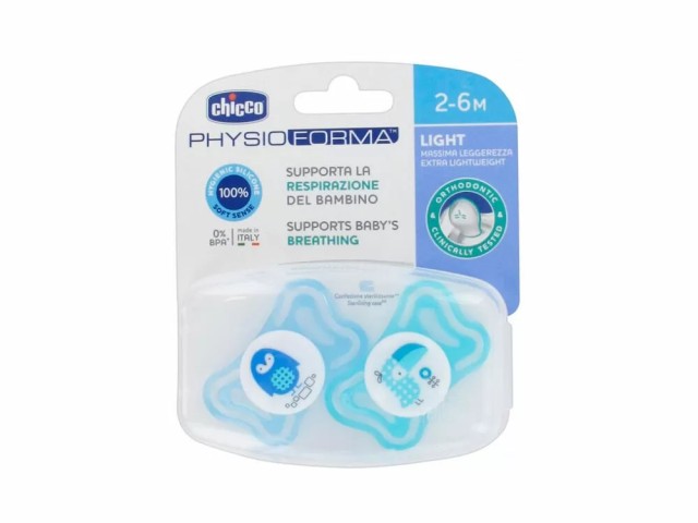 Chicco Physio Forma Light Πιπίλα Σιλικόνης Μπλε 2-6m 2τμχ