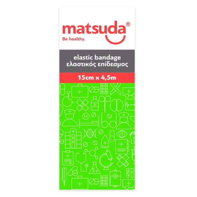 Matsuda Επίδεσμος Ελαστικός 15cmx4,5m με Άγκιστρα