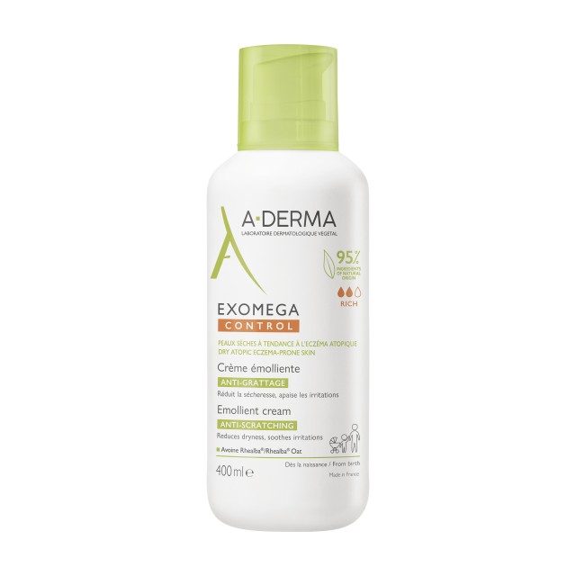 A-Derma Exomega Control Μαλακτική Κρέμα Για Ατοπικό Δέρμα Σώμα & Πρόσωπο 400ml
