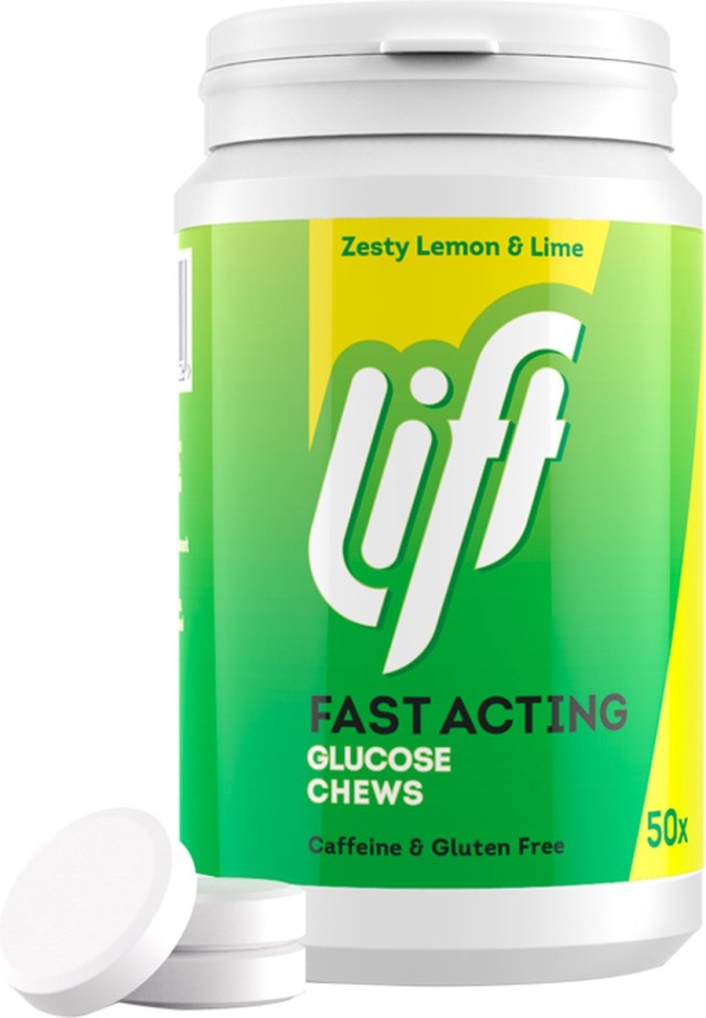 Gluco Lift Fast Acting Glucose Chews με Γεύση Zesty Lemon Lime, 50tabs