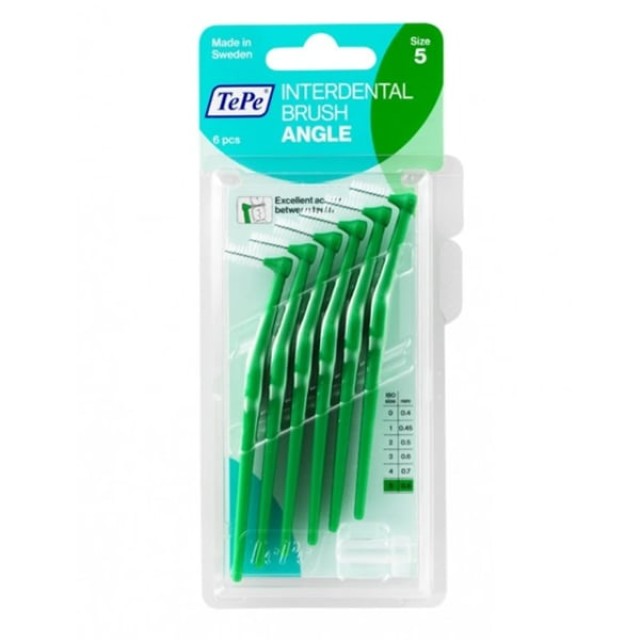 TePe International Brush Angle No.5 Μεσοδόντια Βουρτσάκια 0.8mm Πράσινο, 6τεμ