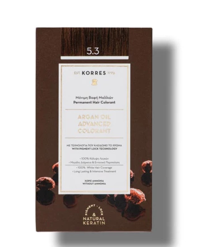 Korres Argan Oil Advanced Colorant 5.3 Καστανό Ανοιχτό Μελί 50ml