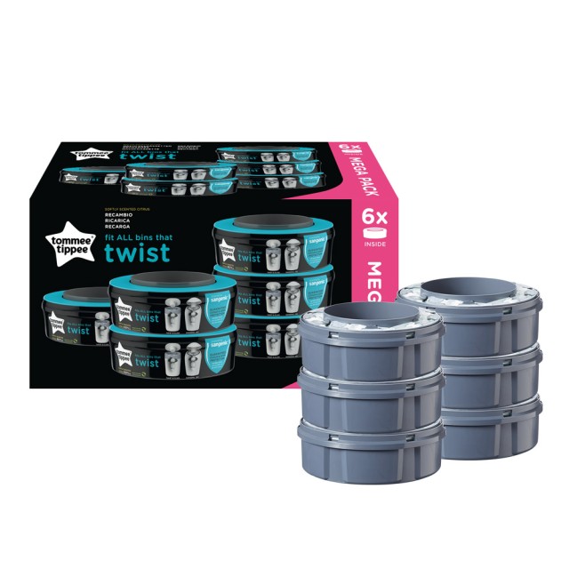 Tommee Tippee Twist & Click Ανταλλακτικά Refills Γιά Τον Κάδο Αππόριψης Πάνας 6τμχ