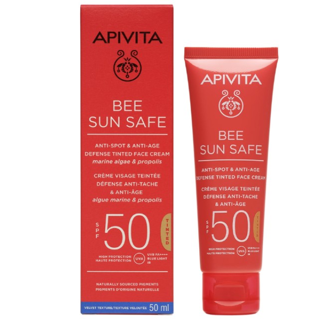 Apivita Bee Sun Safe Κρεμα Προσώπου Κατά των Πανάδων & των Ρυτίδων με Χρώμα SPF50, 50ml